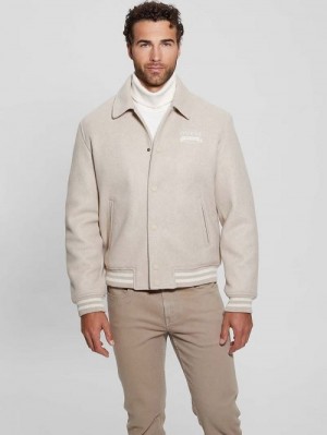 Guess Eco Melton Flight Jacket Beige | GUESS-SN30859