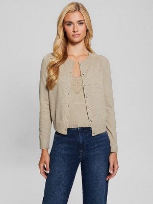 Guess Eco Mena Crewneck Cardigan Bruin | GUESS-SN28002