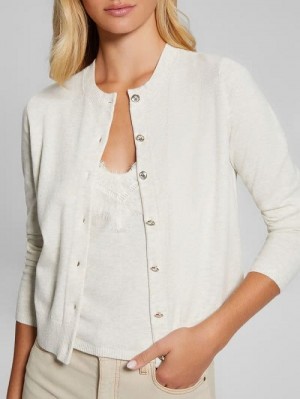 Guess Eco Mena Crewneck Cardigan Wit | GUESS-SN27468