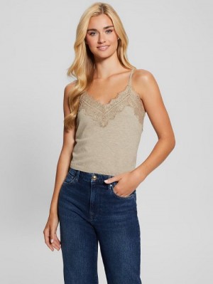 Guess Eco Mena Lace-Trim Sweater Cami Bruin | GUESS-SN27849