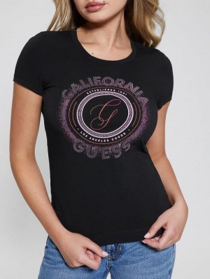 Guess Eco Mesh Back Logo Tee Zwart | GUESS-SN27093
