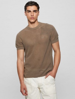 Guess Eco Mesh Lenny Crewneck Tee Bruin | GUESS-SN30638