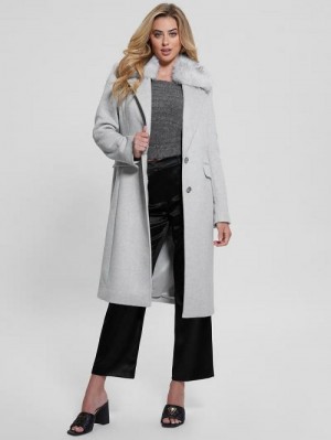 Guess Eco Nancy Wool-Blend Coat Grijs | GUESS-SN27992