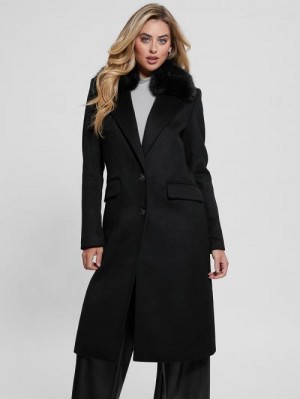 Guess Eco Nancy Wool-Blend Coat Zwart | GUESS-SN27991