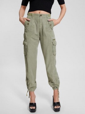 Guess Eco Nessi Linen Cargo Pants Groen | GUESS-SN28295