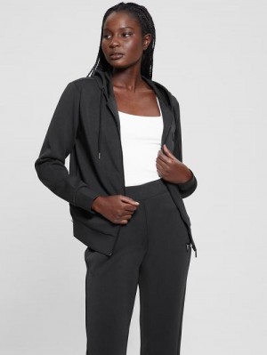 Guess Eco Olympe Full-Zip Hoodie Sweatshirt Zwart | GUESS-SN28396