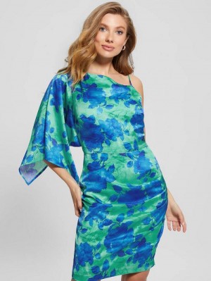 Guess Eco One-Shoulder Sadie Dress Blauw | GUESS-SN26720