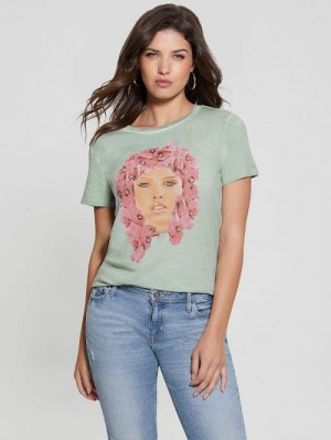 Guess Eco Orchid Queen Easy Tee Groen | GUESS-SN27616