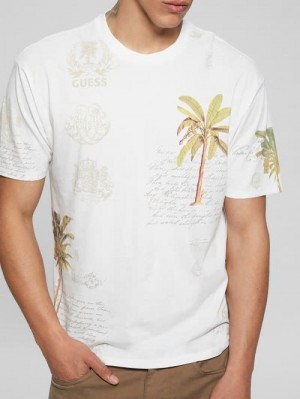 Guess Eco Palm Collage Tee Wit | GUESS-SN30581