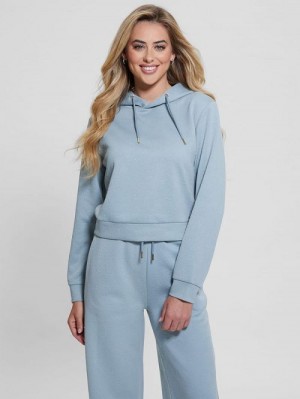Guess Eco Peony Crop Hoodie Blauw | GUESS-SN28004