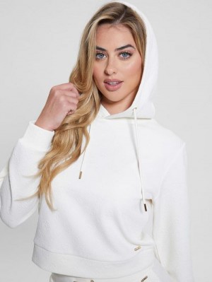 Guess Eco Peony Crop Hoodie Wit | GUESS-SN28406