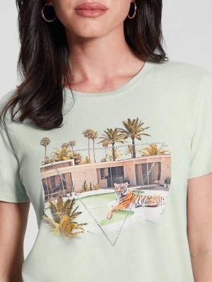 Guess Eco Poolside Tiger Easy Tee Blauw | GUESS-SN27121