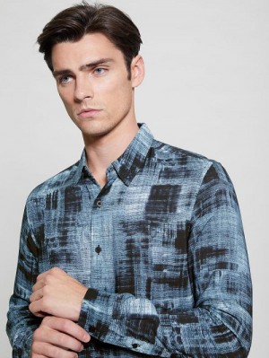 Guess Eco Print Shirt Blauw | GUESS-SN31145