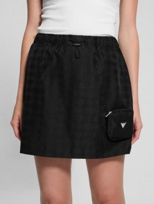 Guess Eco Quattro G Signature Skirt Zwart | GUESS-SN28480