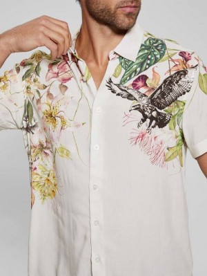 Guess Eco Rayon Floral Hawk Shirt Wit | GUESS-SN31326