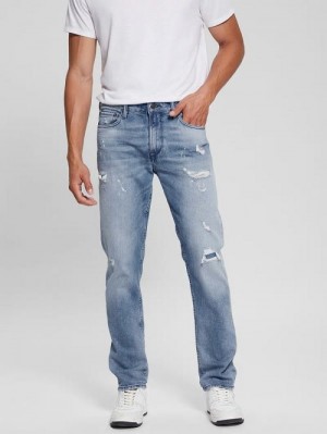 Guess Eco Rip-and-Repair Tapered Jeans Blauw | GUESS-SN30371