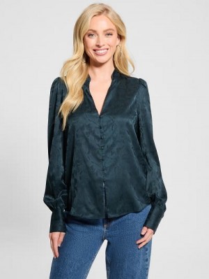 Guess Eco Rita Jacquard Shirt Groen | GUESS-SN27440