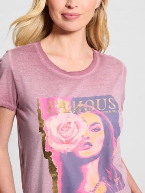 Guess Eco Rose Graphic Easy Tee Rood | GUESS-SN27410