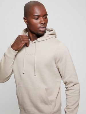 Guess Eco Roy Embossed Hoodie Beige | GUESS-SN31064