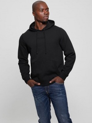 Guess Eco Roy Embossed Hoodie Zwart | GUESS-SN31031