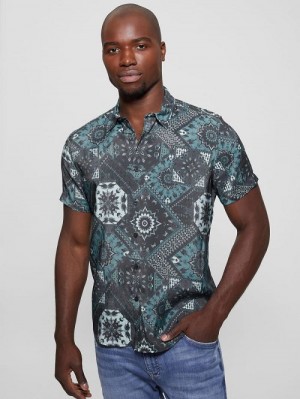 Guess Eco Sandwash Shashiko Shirt Blauw | GUESS-SN31254