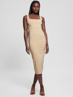 Guess Eco Sara Pencil Dress Beige | GUESS-SN27033