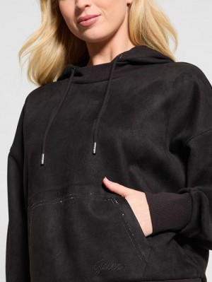 Guess Eco Scuba-Knit Hoodie Zwart | GUESS-SN27284