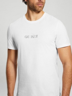 Guess Eco Signature Crewneck Tee Wit | GUESS-SN30521