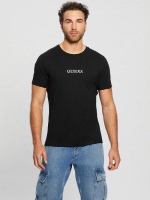 Guess Eco Signature Crewneck Tee Zwart | GUESS-SN30576