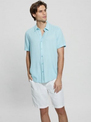 Guess Eco Solid Shirt Turquoise | GUESS-SN31243