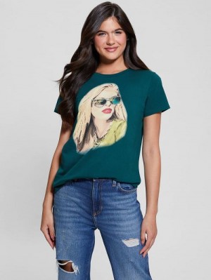 Guess Eco Stardust Easy Tee Groen | GUESS-SN27412