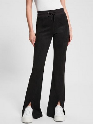 Guess Eco Sueded Scuba-Knit Pants Zwart | GUESS-SN28320