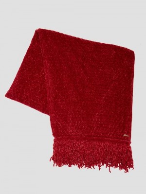 Guess Eco Talia Chenille Scarf Rood | GUESS-SN30182