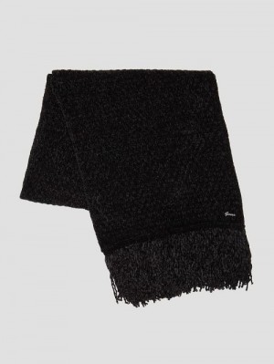 Guess Eco Talia Chenille Scarf Zwart | GUESS-SN30187