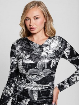 Guess Eco Tess Velvet Dress Zwart | GUESS-SN26799