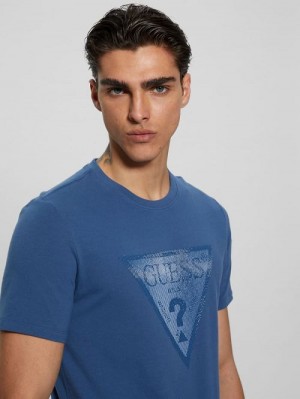 Guess Eco Triangle Crewneck Tee Blauw | GUESS-SN30620