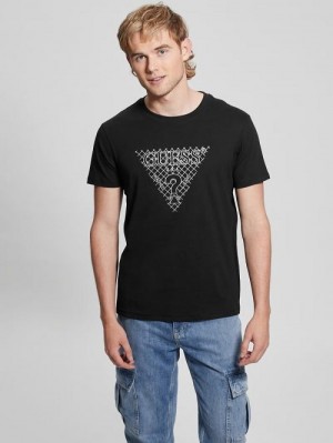 Guess Eco Triangle Patch Tee Zwart | GUESS-SN30532