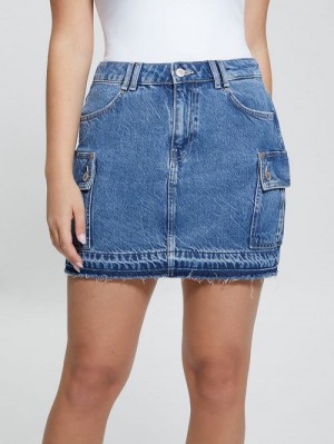 Guess Eco Vivette Denim Mini Skirt Blauw | GUESS-SN26543