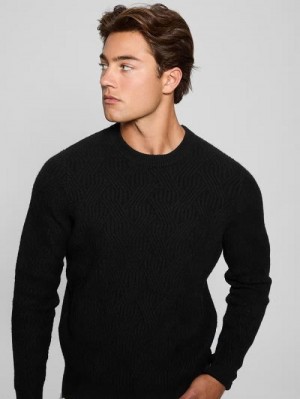 Guess Eco Wesley Lattice Sweater Zwart | GUESS-SN30904
