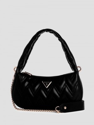 Guess Eda Top-Zip Shoulder Bag Zwart | GUESS-SN28695