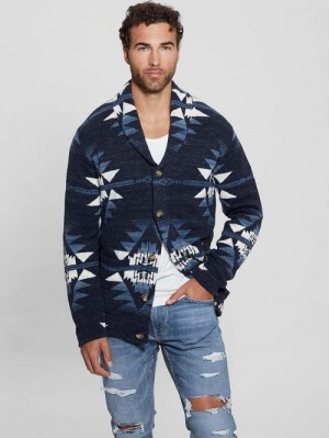 Guess Efisio Southwest Cardigan Blauw | GUESS-SN31038