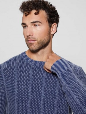 Guess Eli Treated Stitched Sweater Blauw | GUESS-SN31052