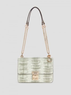 Guess Eliette Snakeskin Convertible Crossbody Bruin | GUESS-SN28866
