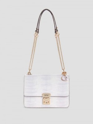 Guess Eliette Snakeskin Convertible Crossbody Paars | GUESS-SN29113