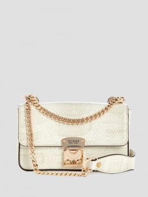 Guess Eliette Snakeskin Mini Convertible Crossbody Bruin | GUESS-SN29070