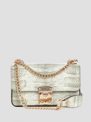 Guess Eliette Snakeskin Mini Convertible Crossbody Bruin | GUESS-SN29103