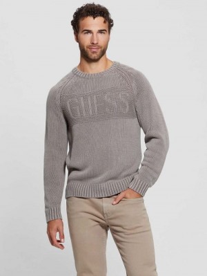 Guess Ellery Stitched Logo Sweater Bruin | GUESS-SN31061