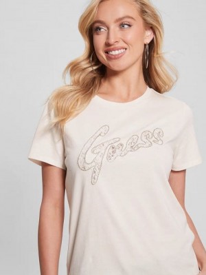Guess Embellished Logo Tee Wit | GUESS-SN27060