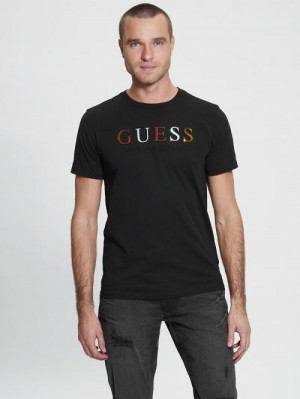 Guess Embossed Logo Tee Zwart | GUESS-SN30518