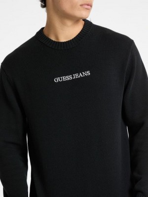 Guess Embroidered Logo Sweater Zwart | GUESS-SN31030